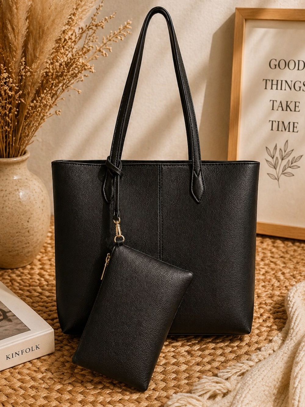 Black Tote Shoulder‎ Bag Handbag Purse